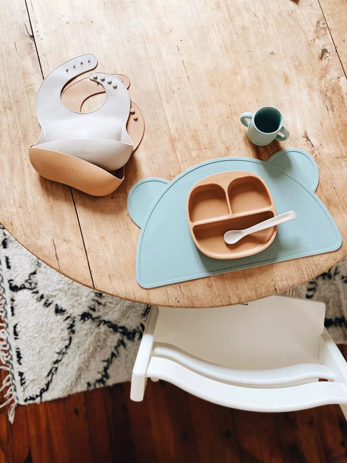 Set de table Ourson, silicone - Sauge